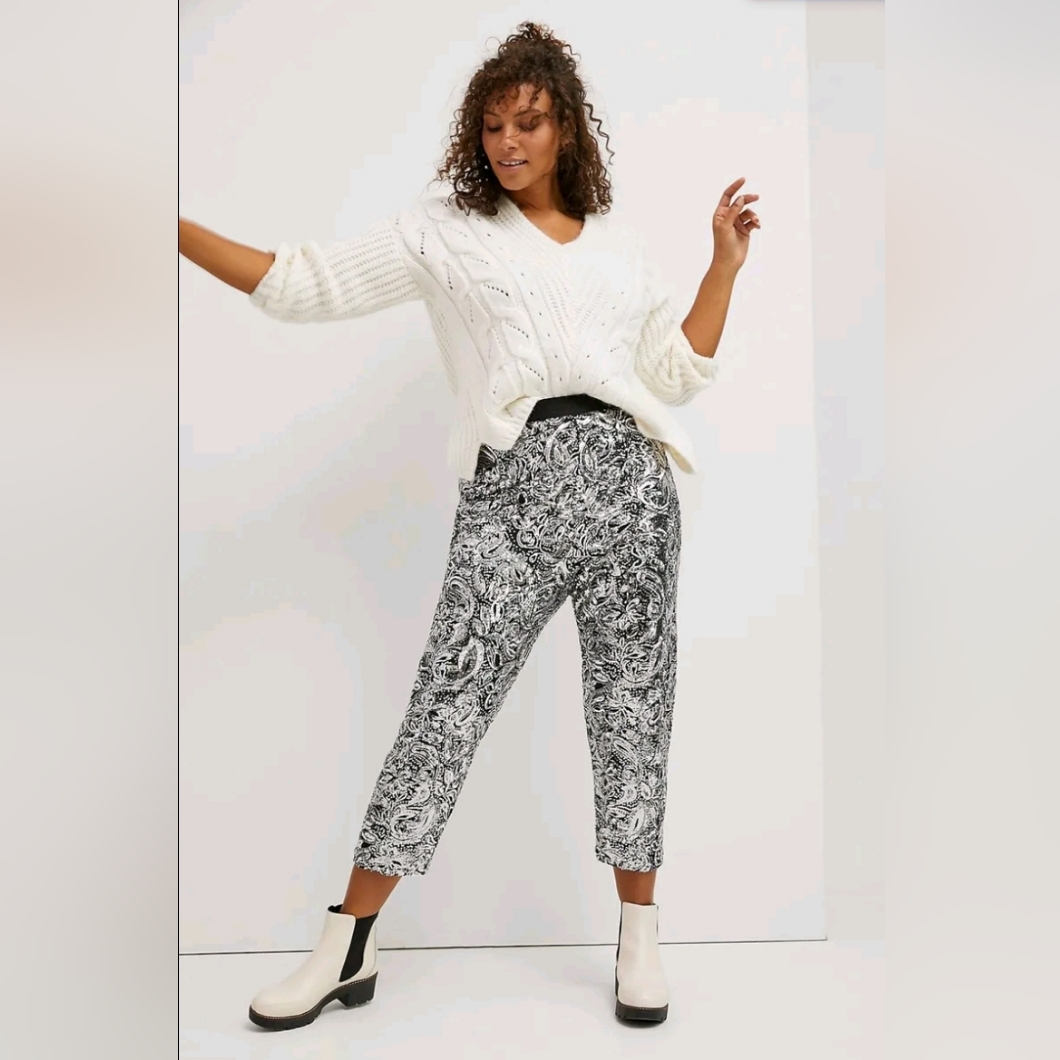 Anthropologie Pascalline Sequin Trouser Pants Cocktail Pants